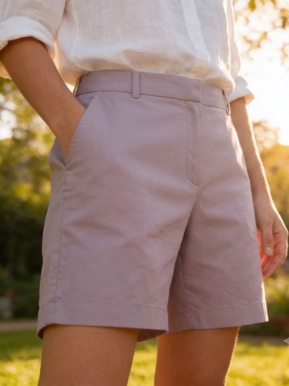 NWT J.Crew Lavender Flat-Front Chino Shorts Size 14